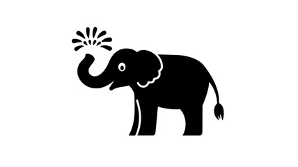 Obraz premium An elephant uses its trunk to spray water over its back, enjoying a refreshing bath, vector illustration art