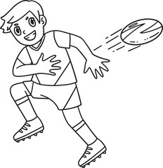 Rugby Player Passing the Ball Backwards Isolated 