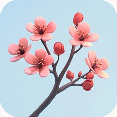 3D Branch Icon: Growth and Natural Beauty Illustration Logo