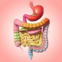 illustration of the human digestive system,generative ai