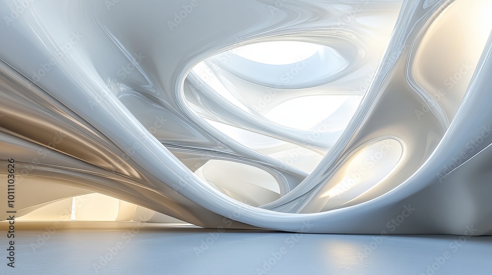 Wall mural captivating futuristic abstract ceiling architecture with modern design. ambient light. sleek curves