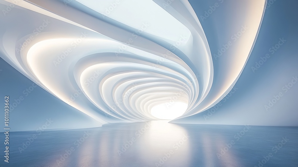 Wall mural captivating futuristic abstract ceiling architecture with modern design. ambient light. sleek curves