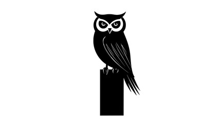 Obraz premium Owl sitting on a fence post, scanning the ground for movement, vector illustration art