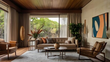 Fototapeta premium interior design of a midcentury modern room