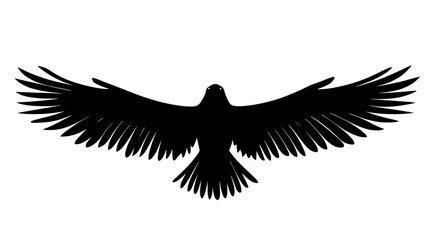 Obraz premium Eagle soaring with wings fully extended against cloudy sky, vector illustration art