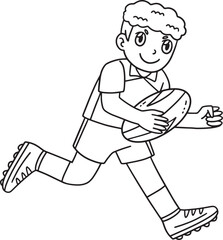 Rugby Player Running the Ball Isolated Coloring 