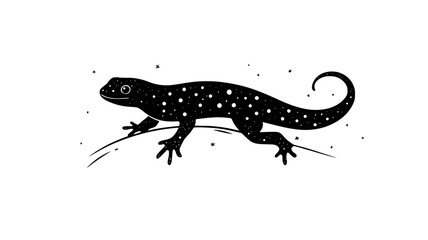Naklejka premium Salamander walking across a snow-covered ground, leaving tiny footprints behind, vector illustration art