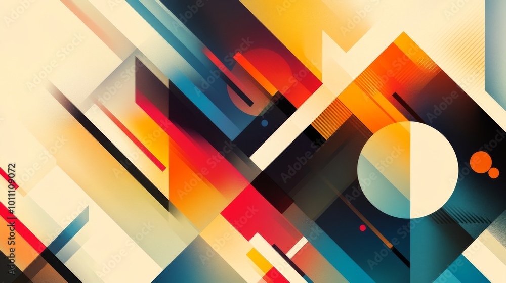 Poster abstract geometric shapes creating dynamic composition