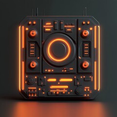 Fototapeta premium 3D Music Player Icon: Portable Audio Device Illustration Logo