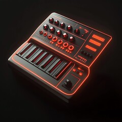Obraz premium 3D Synthesizer Icon: Music Production and Sound Design Illustration Logo