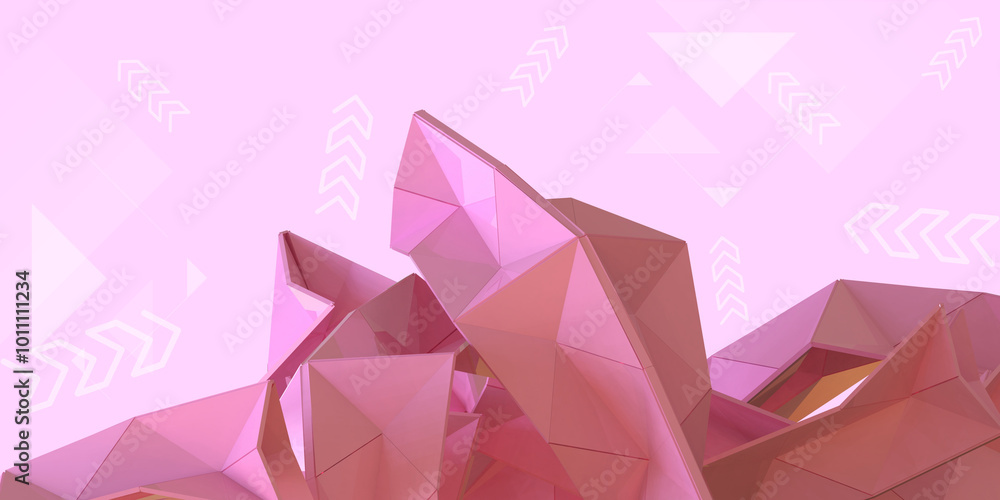 Poster abstract background. pink architectural structure concept with futuristic geometry in construction w