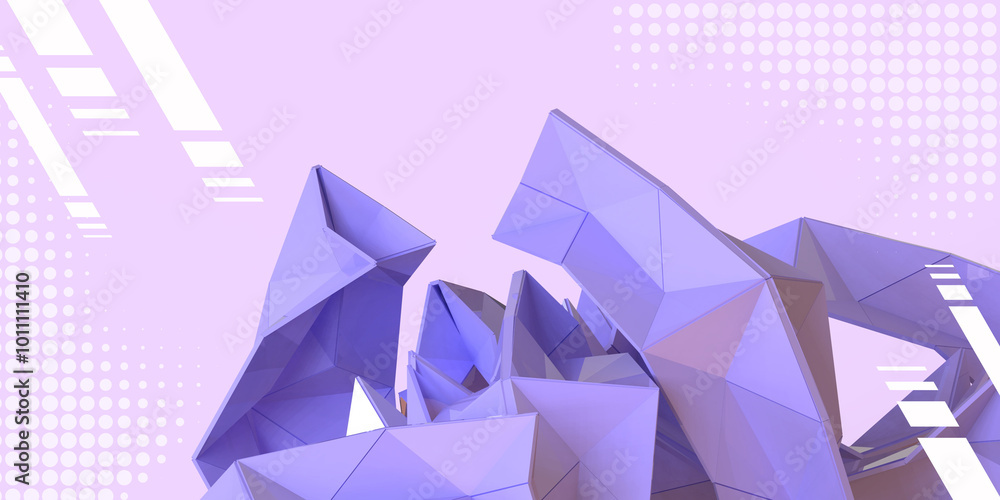 Poster abstract background. purple architectural structure and triangular geometry with design with future 