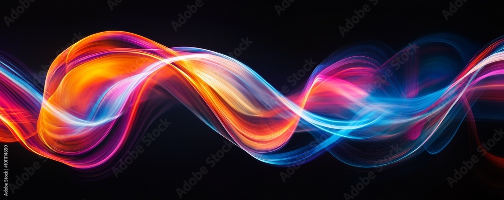 Poster abstract colorful wave of light forming a dynamic shape