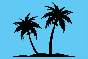 palm tree silhouette vector illustration on the sky