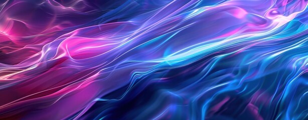 Abstract background with flowing neon waves, futuristic digital art