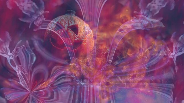 halloween time with pumpkin in the fog - abstract background