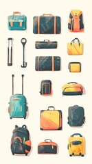 Colorful Collection of Modern Travel Bags and Luggage in Various Styles and Sizes for Adventurous Travelers and Stylish Jetsetters