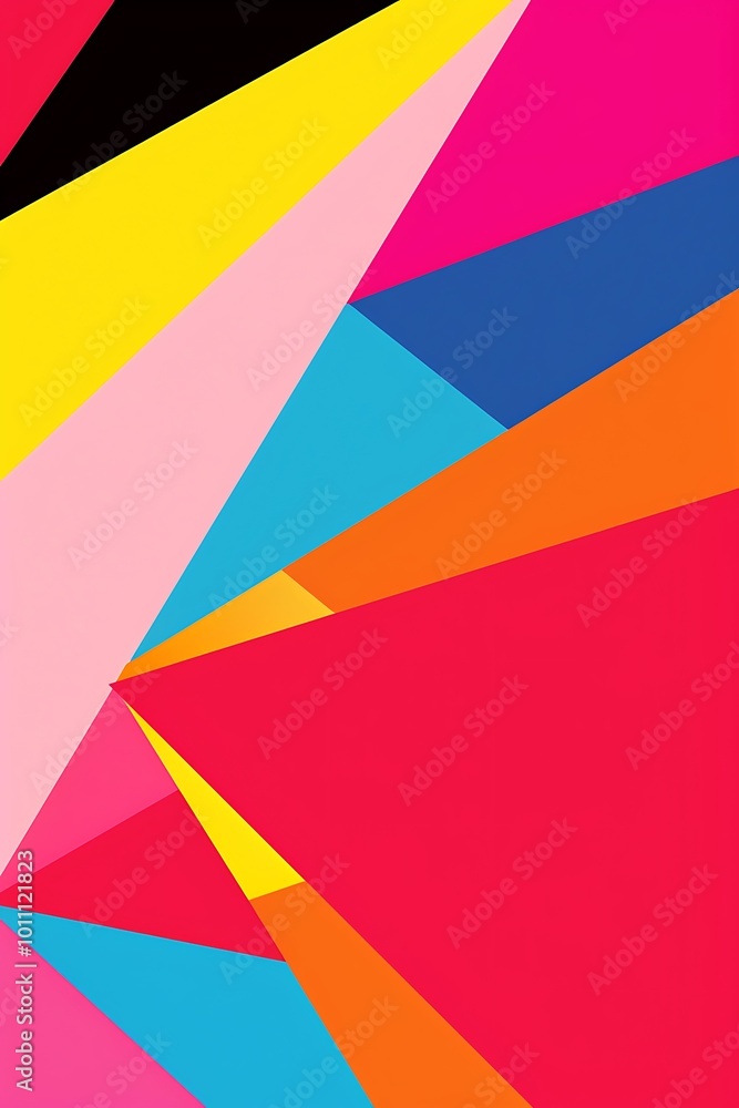 Poster a vibrant and dynamic abstract geometric backdrop featuring a kaleidoscope of colors and shapes, per