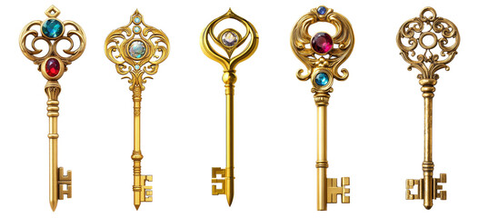 mystical key isolated on transparent background