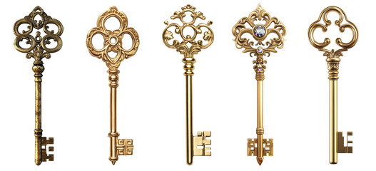mystical key isolated on transparent background