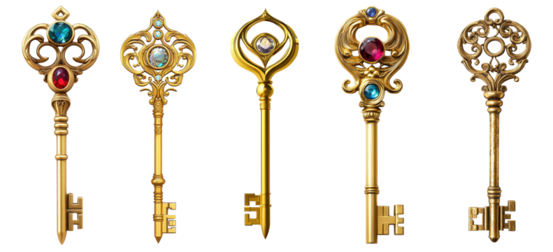 mystical key isolated on transparent background - Powered by Adobe