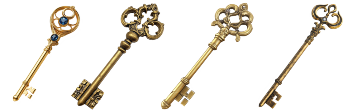 mystical key isolated on transparent background