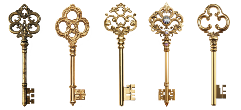 mystical key isolated on transparent background
