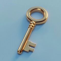 3D Key Icon: Security and Access Illustration Logo