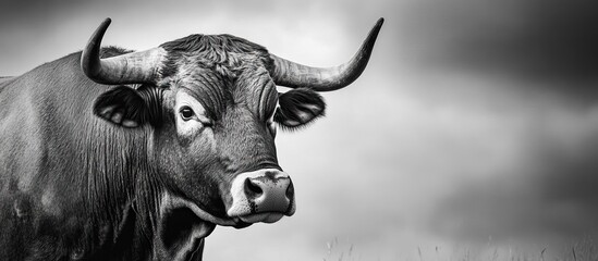 Naklejka premium Black and White Bull Portrait