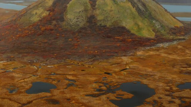 Intrapermafrost Ice-cored Hill (Pingo) In Tuktoyaktuk, Northwest Territories, Canada - Drone Shot