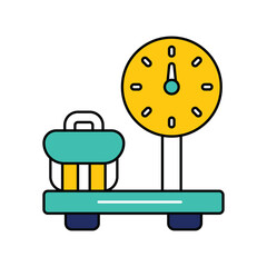 Luggage Weight color line icon with white background vector stock illustration