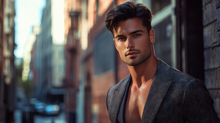 Fototapeta premium Handsome Man in a Blazer on the Street