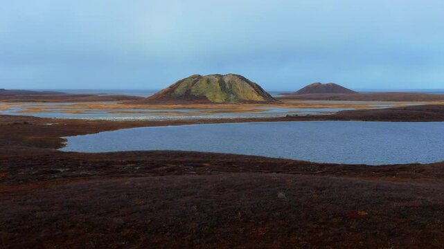 Pingos Near Tuktoyaktuk, Northwest Territories, Canada - Drone Shot
