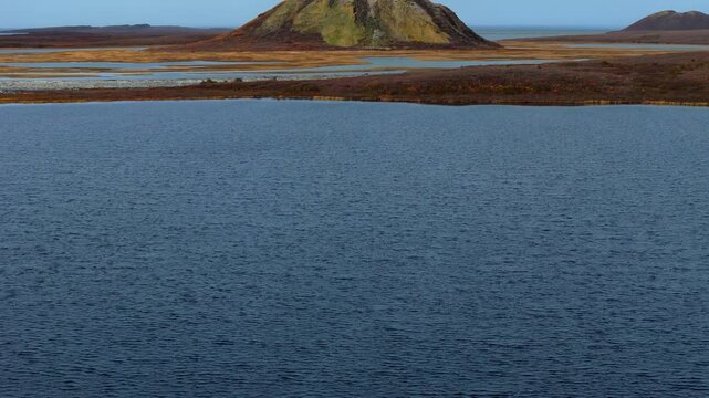 Scenic View Of Pingo Landmark In Tuktoyaktuk, Northwest Territories, Canada - Drone Shot