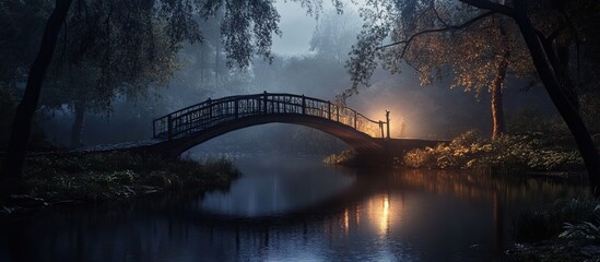 Fototapeta premium Bridge Over Misty Stream