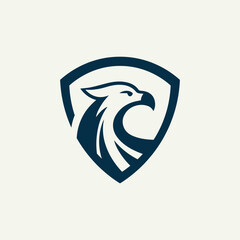 Obraz premium Logo illustration of a simple silhouette of an eagle in a shield