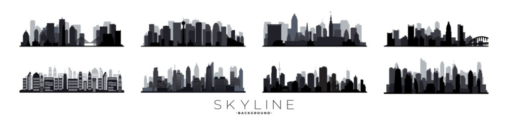 Naklejka premium Modern City Skyline vector. City landscape. City landscape in a flat style.