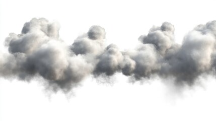 A collection of fluffy gray clouds against a white background.