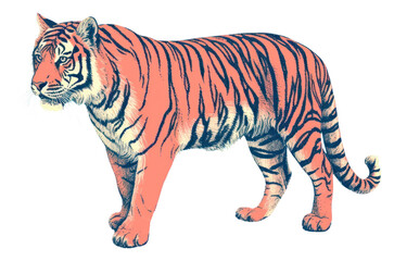Obraz premium PNG Tiger full body wildlife animal mammal.