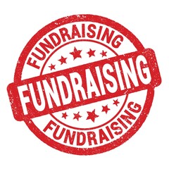 FUNDRAISING text written on red round stamp sign.