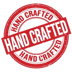 HAND CRAFTED text written on red round stamp sign