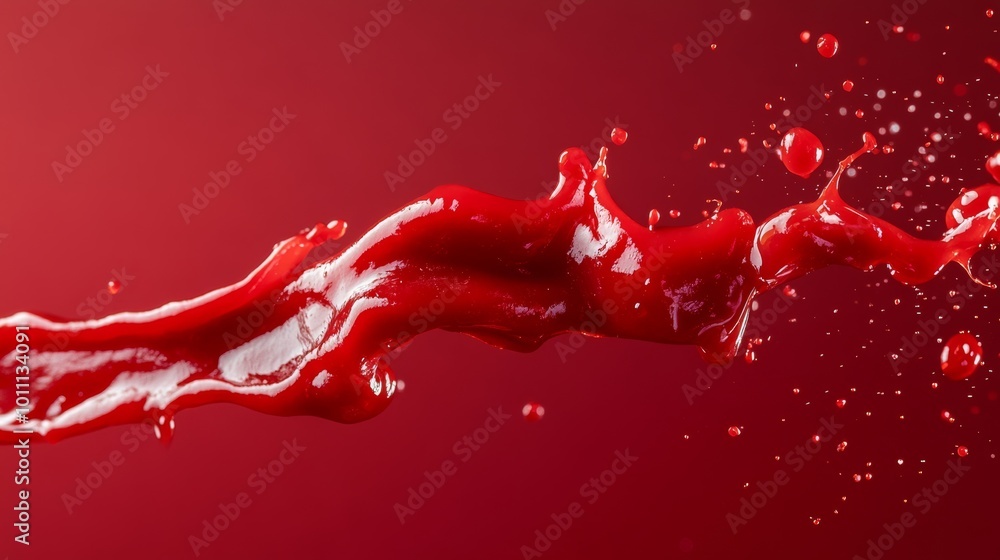 Poster red liquid splashing and making a dynamic shape