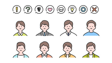 若い男性の上半身アバターアイコン素材