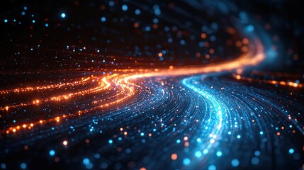 Obraz premium data speed lines on dark background representing the concept of optical cables ,high internet speed lines of light symbolizing the flow of information