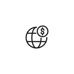 World economy icon. Globe with dollar sign, international business. Global finance icon.