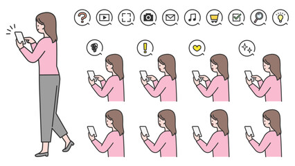スマートフォンを操作する女性　バリエーション