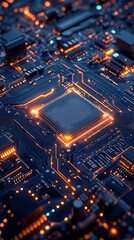 Fototapeta premium Next-level CPU and motherboard designs enhancing digital processing power efficiency.