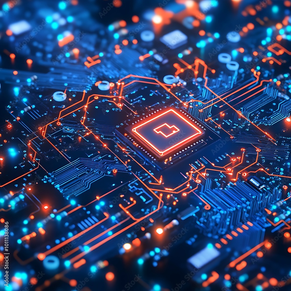 Poster breakthrough microchip and circuit designs advancing future technology and ai systems.