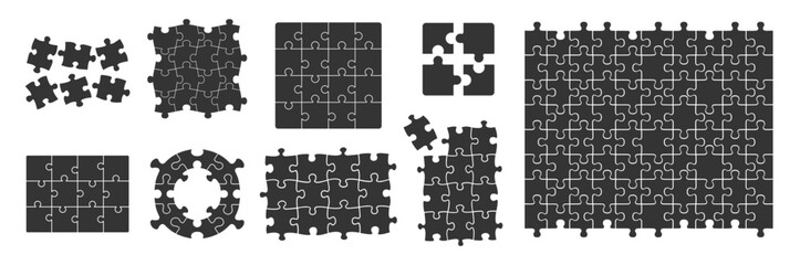 Puzzle pieces vector set. Puzzle pieces vector set. Puzzle jigsaw on transparent background