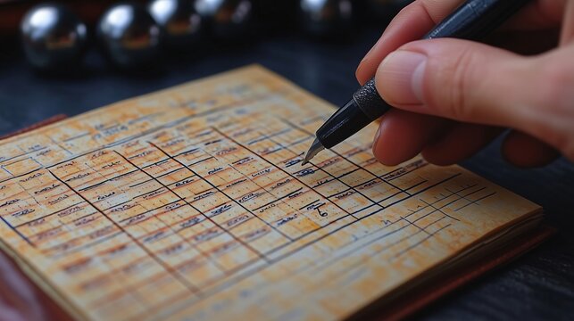 Referee writing down the results of a petanque game